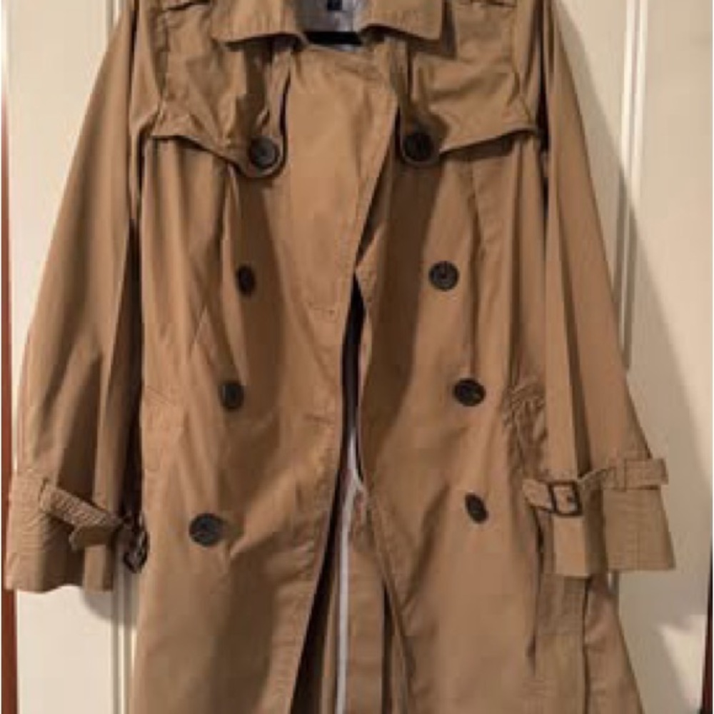GAP Classic Beige khaki Trench Coat double breasted belt women’s small - Picture 3 of 7